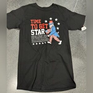 Black Graphic Tee with Patriotic Design